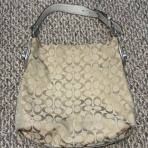 Coach Beige Signature Canvas Tote/Shoulder Bag, Style F16538